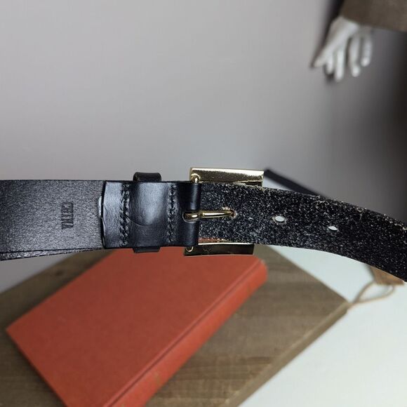 Michael Kors Black Leather Belt Gold Buckle Adjustable 29-33” - Picture 4 of 10